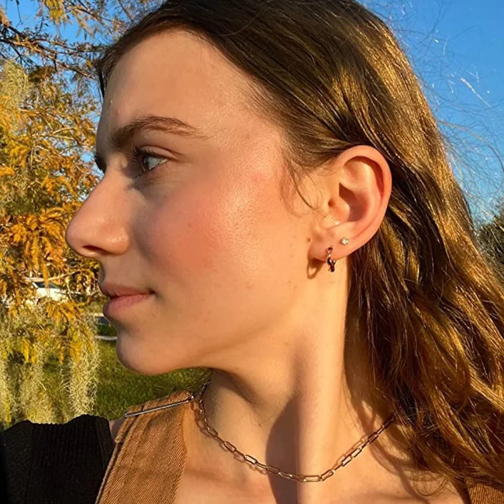 Rose Gold Earrings Small Hoop Earrings For Women Girls 18k Rose Gold Plated 925 - Picture 2 of 5